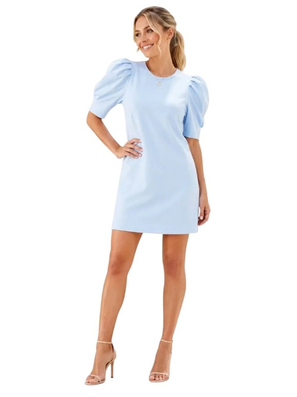 Tuckernuck Pomander Place Short Puff Sleeve T Shirt Dress in Powder Blue XXLarge